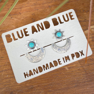Star & Moon Ear Jacket Set - Turquoise / Made to Order