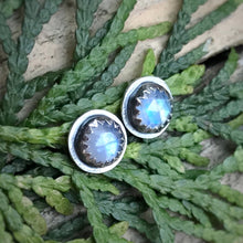 Load image into Gallery viewer, Rose Cut Rainbow Moonstone Studs / Made to Order