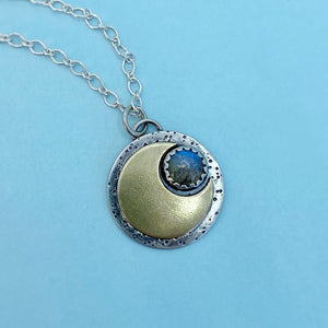 Mini Moon Necklace - Labradorite / 18” / Made to Order