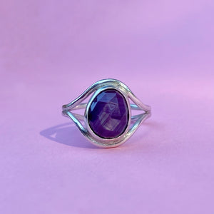 Rose Cut Silk Ruby Sapphire Eye Ring / 6.5 - 6.75