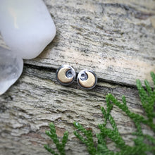 Load image into Gallery viewer, Mixed Metal Mini Moon Studs / Made to Order