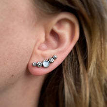 Load image into Gallery viewer, Cosmos Ear Climbers - White Moonstone / Made to Order