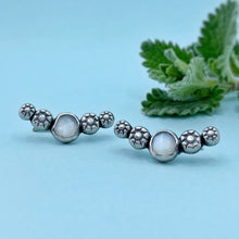 Load image into Gallery viewer, Cosmos Ear Climbers - White Moonstone / Made to Order