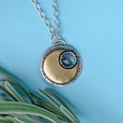 Mini Moon Necklace - Labradorite / 18” / Made to Order
