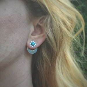 Star & Moon Ear Jacket Set - Turquoise / Made to Order