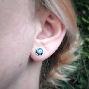 Rose Cut Rainbow Moonstone Studs / Made to Order