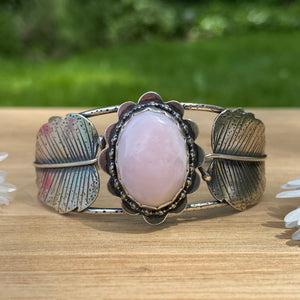 Pink Opal & Turquoise Leafy Cuff