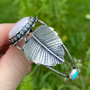Pink Opal & Turquoise Leafy Cuff