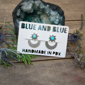Star & Moon Ear Jacket Set - Turquoise / Made to Order