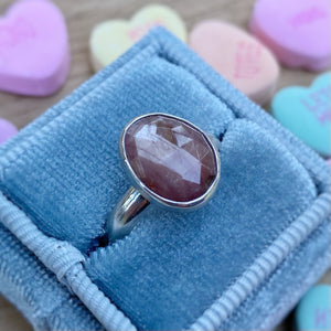 Rose Cut Red Ochre Sapphire Ring / 5.25