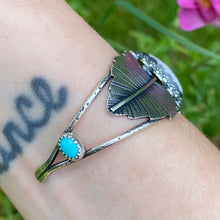 Load image into Gallery viewer, Pink Opal &amp; Turquoise Leafy Cuff
