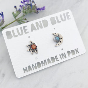 Sun & Moon Studs / Made to Order