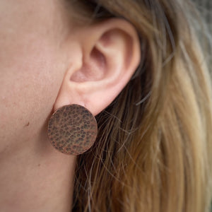 Oversized Hammered Copper Studs / Made to Order