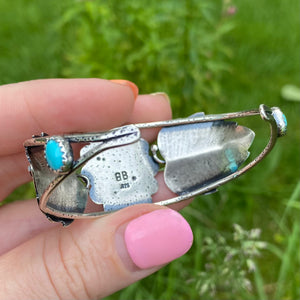 Pink Opal & Turquoise Leafy Cuff