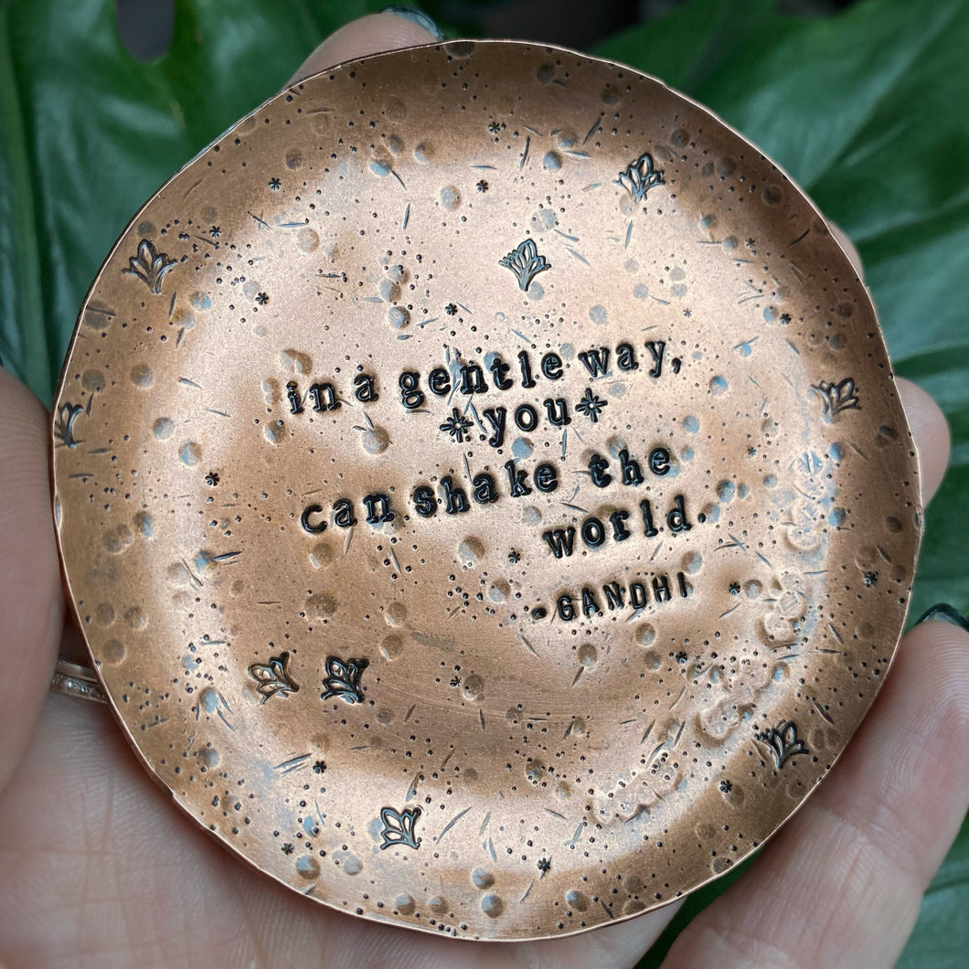 “In a Gentle Way” Stamped Copper Trinket Dish