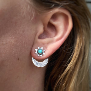 Star & Moon Ear Jacket Set - Turquoise / Made to Order