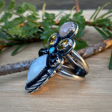 Load image into Gallery viewer, Rainbow Moonstone Cluster Ring / Size 6.5