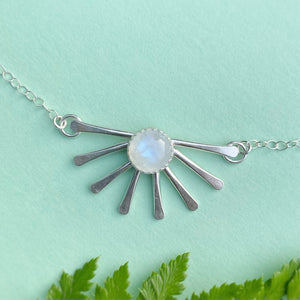 Fan Necklace - Rainbow Moonstone / 16” / Made to Order