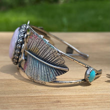 Load image into Gallery viewer, Pink Opal &amp; Turquoise Leafy Cuff