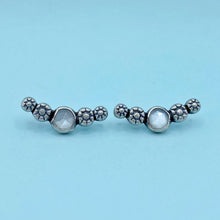 Load image into Gallery viewer, Cosmos Ear Climbers - White Moonstone / Made to Order