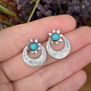 Star & Moon Ear Jacket Set - Turquoise / Made to Order