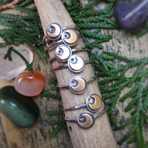 Mixed Metal Mini Moon Ring / Made to Order