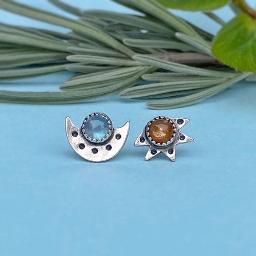 Sun & Moon Studs / Made to Order