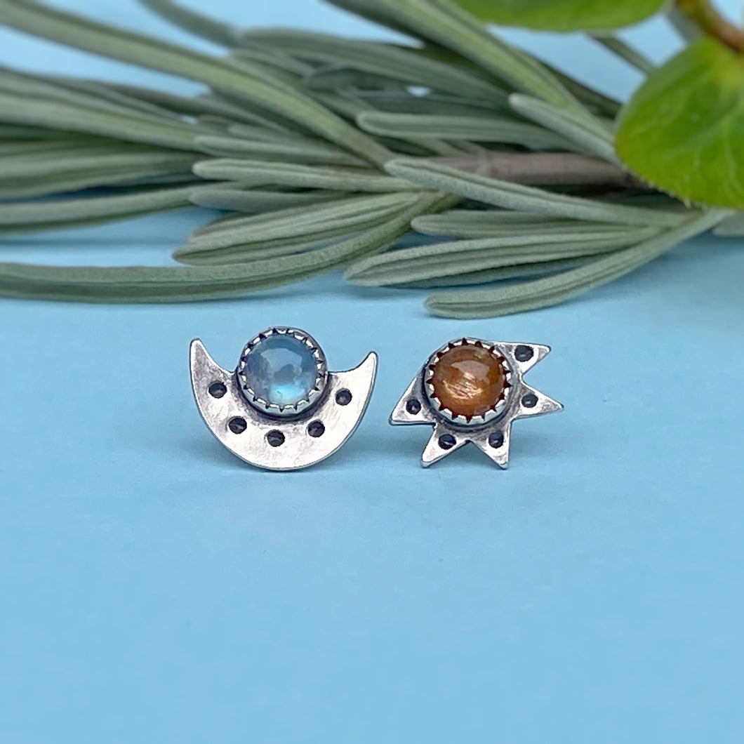 Sun & Moon Studs / Made to Order