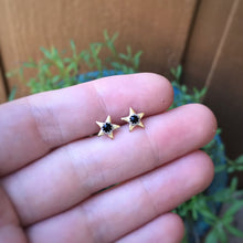 Load image into Gallery viewer, Black Onyx &amp; Brass Star Studs / Made to Order