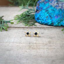 Load image into Gallery viewer, Black Onyx &amp; Brass Star Studs / Made to Order