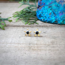 Load image into Gallery viewer, Black Onyx &amp; Brass Star Studs / Made to Order